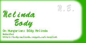 melinda body business card